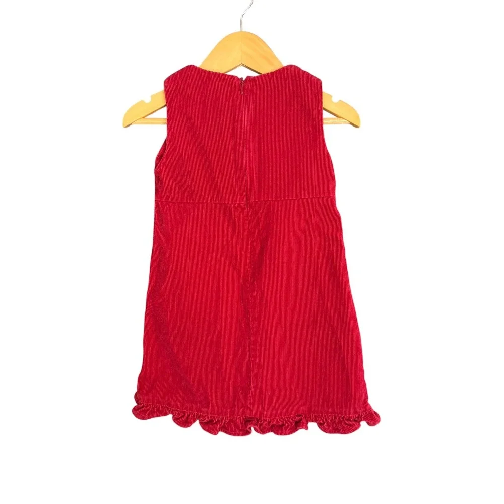 Ralph Lauren Corduroy Jumper Dress girls 2T red Pleated Ruffle Sleeveless